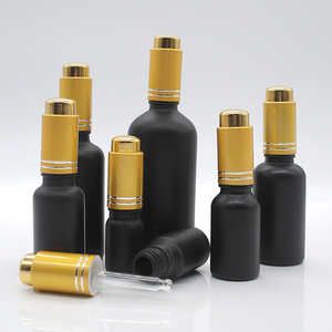 Flacone Contagocce in Vetro Nero Satinato da <span class=keywords><strong>1</strong></span> <span class=keywords><strong>oz</strong></span> con Pompa Dorata, Contenitore Vuoto per Oli Essenziali e Cosmetici - Product Image 4