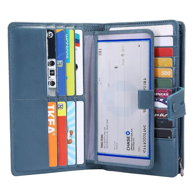 Top Sale High品質PU Leather Rfid Blocking WomenのCheque Wallet