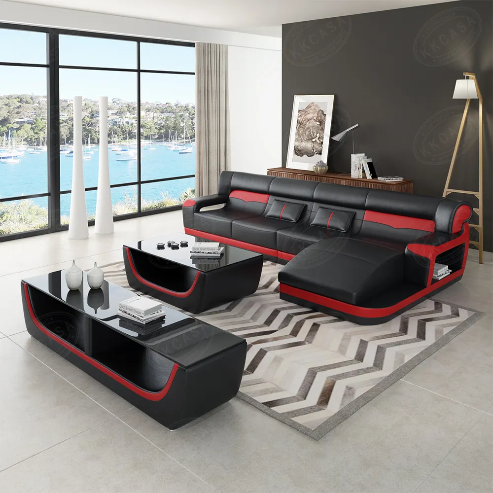 Kk Casa nuevo diseño muebles de sofá de cuero genuino Alibaba superventas