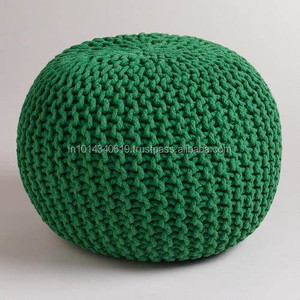 Vert foncé tricoté pouf - Product Image 1