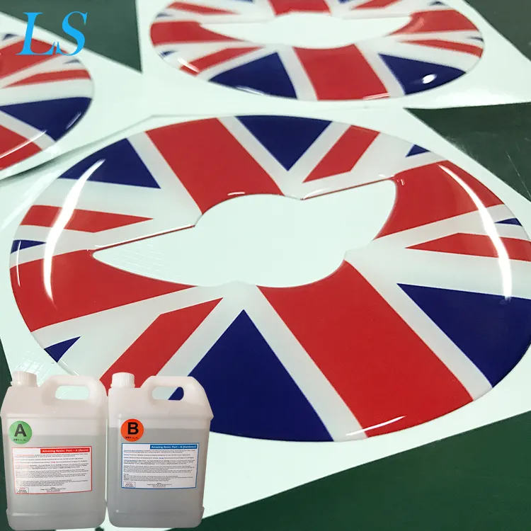 RoHS gecertificeerd promotionele custom clear water zachte epoxyhars voor dome sticker