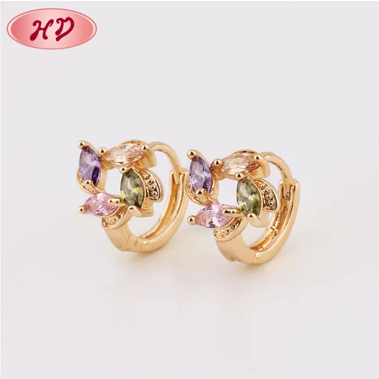 Dubai Style 1 Gram Earrings Crystal 24K Gold Jewellery
