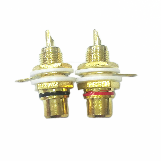 Gold Plated Nickel Contact Zinc Alloy RCA Jack Female Panel Mount Chassis Socket
