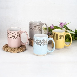 Taza de café de cerámica de 16oz, taza de café de 360 grados, con impresión a color, forma recta, gran mango en C - Product Image 1