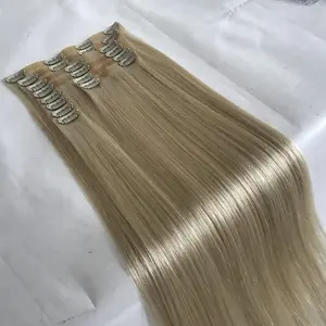 Venta caliente precio de fábrica al por mayor brasileño cutícula alineada pelo virginal Remy sin Clip en extensiones de cabello humano