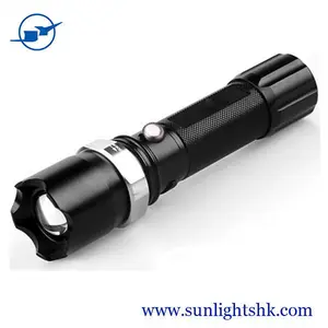 Zoom potencia regulable estilo USB cargado policía auto defensa recargable antorcha de aluminio T6 LED linterna