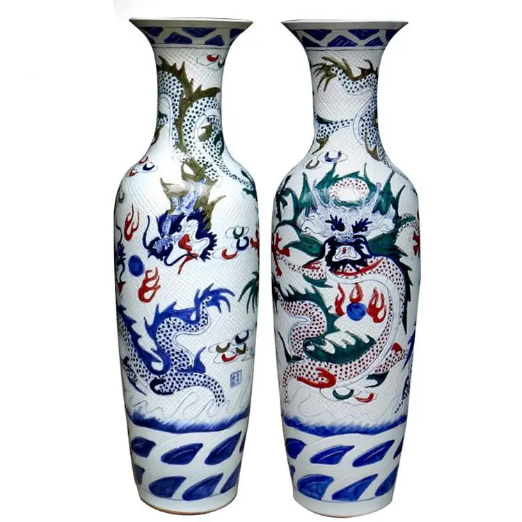 2018 colorful painting dragon porcelain large dragon vases