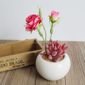 ZERO indoor mini artificiale piante <span class=keywords><strong>succulente</strong></span> con il fiore di rosa per la decorazione della tavola di casa