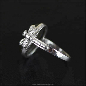Libélula de plata ágata Natural anillo de Piedra Negro - Product Image 4