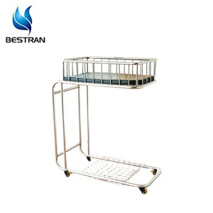 BT-AB108 2 अस्पताल स्टेनलेस स्टील के बच्चे को बिस्तर, बच्चों की गाड़ी गाड़ी, मोबाइल शिशु खाट के साथ प्लास्टिक ट्रे सस्ते दाम - Product Image 4