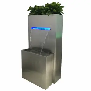 Air Mancur Air Terjun Luar Ruangan, Pot Bunga Stainless Steel dengan Penanam