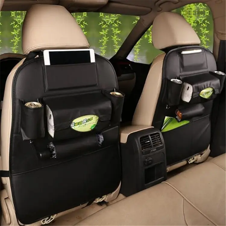 PU leather Car Backseat Organizer Multifunctional Felt Car Storage Bag with 7 Pocket car backseat bag