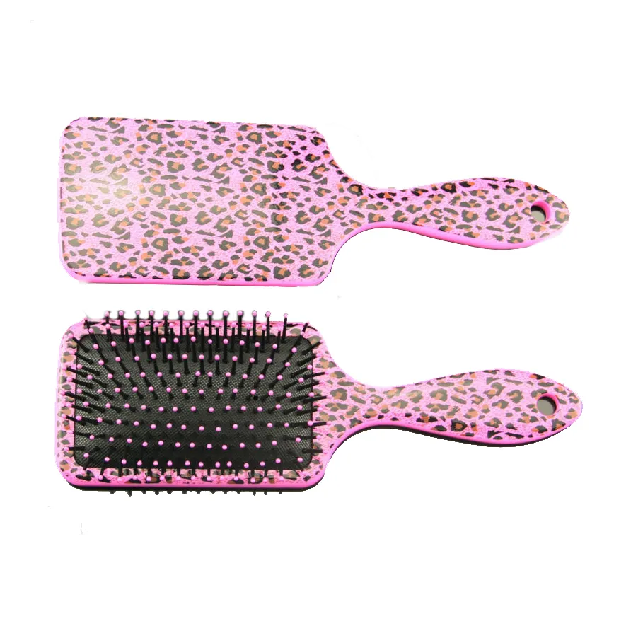 Escova de cabelo rosa com remo, estampa de transferência térmica com onça
