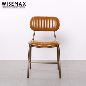 WISEMAX <span class=keywords><strong>Chaise</strong></span> de salle à manger rembourrée en <span class=keywords><strong>cuir</strong></span> <span class=keywords><strong>tubulaire</strong></span> de style moderne <span class=keywords><strong>chaise</strong></span> de café de restaurant industriel vintage en acier antique - Product Image 2