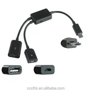 2in1 HUB وتغ المصغّر USB إلى المصغّر USB أنثى + وتغ ل هاتف ذكي/الكمبيوتر اللوحي