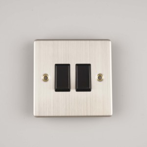 WK British Standard Stainless Steel 2 Gang 2 Way 10AX Electrical <b>Wall</b> <b>Switch</b> - Product Image 2
