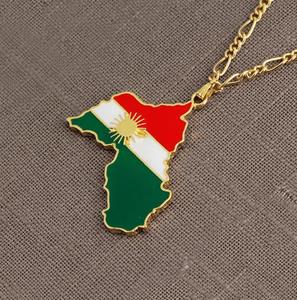 ZJ071 Huilin Kurdistan Oro Collana Del Pendente Dello Smalto Bandiera Regione Mappa Curdo Grande Catena di Gioielli - Product Image 2