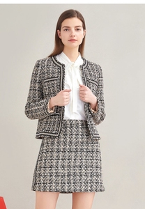 Elegante donna alla moda giacca a maniche lunghe Sexy Mini gonne dritte Business <span class=keywords><strong>Tweed</strong></span> 2 pezzi <span class=keywords><strong>completo</strong></span> - Product Image 2