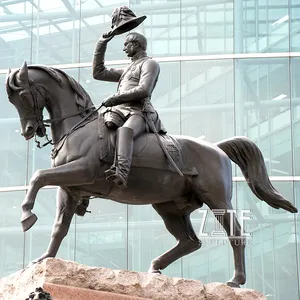 Metal grande Memorial estatua ecuestre romana figura de bronce hombre caballo escultura