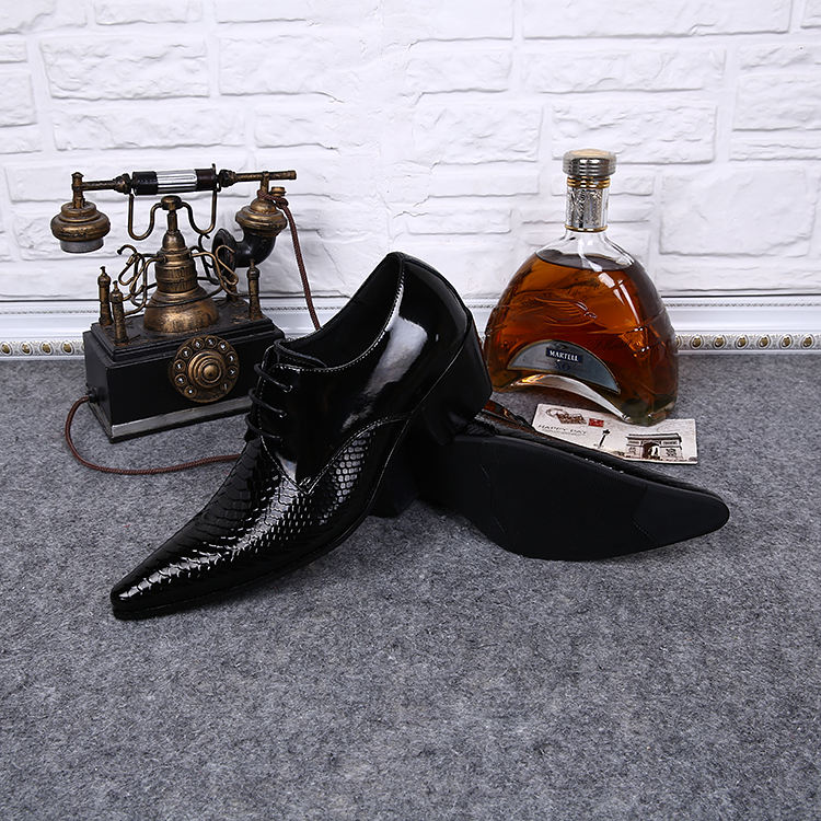 NA016 scarpe da uomo a punta lunghe scarpe nere con lacci Cool