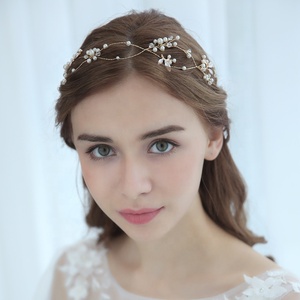 Delicate Crystal Imitation Pearls Women Headband Tiara <strong>Bridal</strong> Wedding Jewelry <strong>Hair</strong> Accessory <strong>Band</strong> - Product Image 5