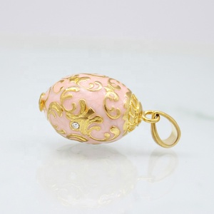 Joyería de las mujeres de Metal chapado en oro de moda de las niñas hechas a mano esmalte de Color ruso collar día de Pascua, <span class=keywords><strong>huevo</strong></span> de Fabergé <span class=keywords><strong>colgante</strong></span> - Product Image 3
