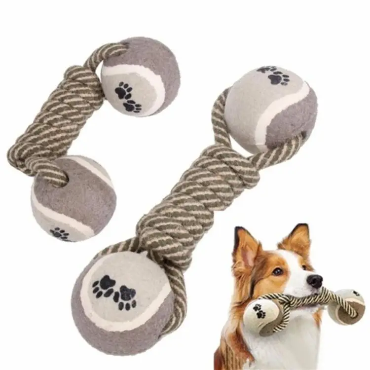 Funny Pet Puppy Dog Nhai Đồ Chơi Đào Tạo Quả Tạ Tennis Rope Đồ Chơi Cho Chó