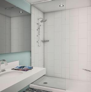 Moderne 10X20 Inch Verticale Gestapelde Blokpatroon Douche Surround Goedkope Gekweekte Marmer Op Maat Gesneden Voor Hotels - Product Image 5