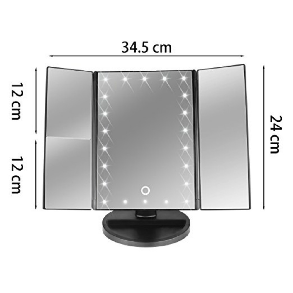 éclairé À Trois Volets 22 LED Bande Vanité Miroir Grossissement et 3X 2X 1X Accueil Salle De Bains Voyage Beauté Miroir