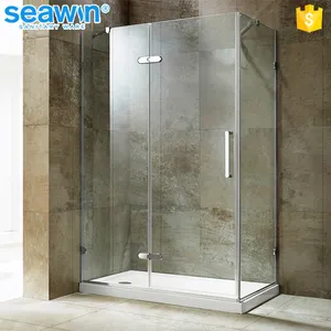 浴室自立ヒンジスタイル10ミリメートル強化ガラスクローム真鍮シャワーエンクロージャ