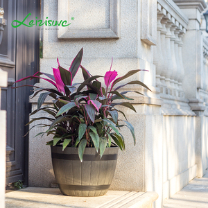 Jardinière <span class=keywords><strong>en</strong></span> plastique <span class=keywords><strong>en</strong></span> forme de demi-tonneau de whisky, design <span class=keywords><strong>en</strong></span> <span class=keywords><strong>bois</strong></span>, grande décoration d'extérieur, <span class=keywords><strong>pour</strong></span> les herbes - Product Image 3