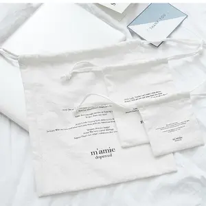 Custom size small large white blank gift muslin pouch jewelry canvas logo printed packaging calico cotton dust drawstring bag