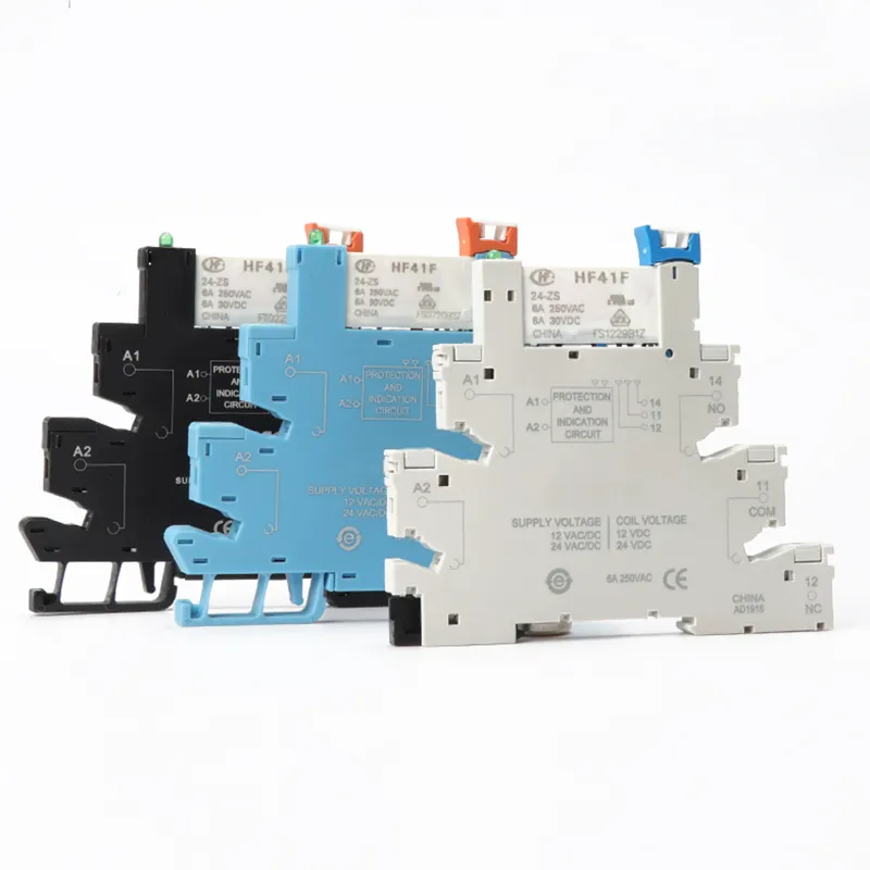 Din Rail Relay Module Switch HF41F 12V 24V DC Integrated PCB Board SSR Solid Sate Relay Interface Voltage Contact Relay Module