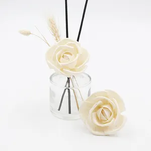 Natural Eco-friendly Natural White Color Sola Wood Flowers Reed Diffuser Bulk