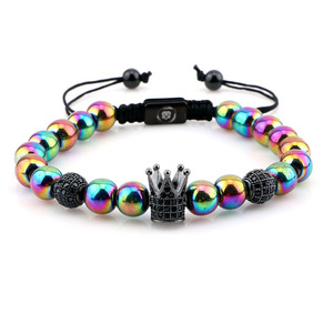 Di vendita caldo del diamante DELLA CZ corona arcobaleno perle di colore perline fatti a mano braccialetto di coppia per le donne degli uomini - Product Image 5