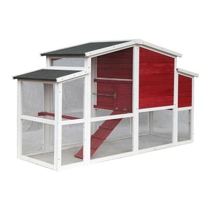 Katı desen ahır tarzı tavuk kümesi ve küçük hayvanlar için bölünmüş yuvalama alanı ile tavşan kafesi çok seviyeli ahşap Pet ev - Product Image 5