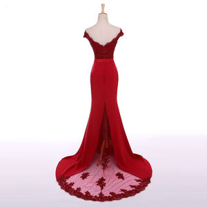Распродажа, красное Элегантное свадебное платье с открытыми плечами для женщин, сексуальное вечернее платье для части - Product Image 3