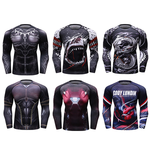 Wholesale Custom 3D Printed MMA Rash Guard Sports Wear Spandex Body Tight Gym <strong>T</strong> <strong>Shirt</strong> <strong>for</strong> Workout <strong>Swimming</strong> Personalized Logo - Product Image 2