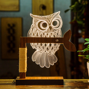 एलईडी के लिए लकड़ी उल्लू 3D Nightlight दृश्य रात रोशनी का नेतृत्व किया घर के लिए डेस्क रात को प्रकाश बच्चे उपहार यूएसबी टेबल लैंप nightlight - Product Image 5
