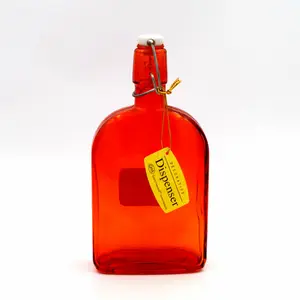 500ml rouge intense flacon plat liqueur bouteille en verre de bière froide de jus de boisson en verre bouteille avec d'oscillation d'acier inoxydable de 16oz