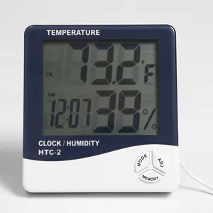 ウェザーステーションHTC-2屋内屋外温度計湿度計デジタルLCDC/F温度湿度計目覚まし時計