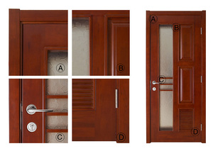 Willsun frosted glass bathroom entry door with <strong>louver</strong> ventilated wooden support oem customized - Product Image 3