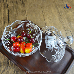 Pot à bonbons en verre à trois pieds en cristal rond, boîte à bijoux en verre, boîte à sucre avec pieds, motifs de raisin, de tulipe et de lys, bol à chocolat avec couvercle - Product Image 4