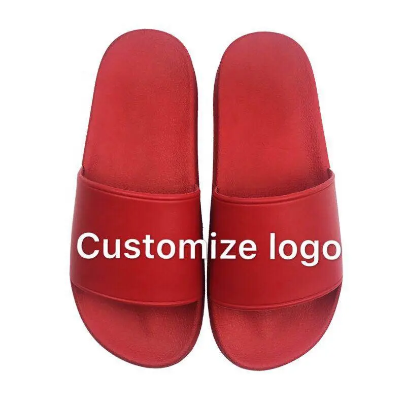 Summer plastic slippers for men and women customized logo text printable pattern PVC sandals customized