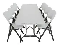 พลาสติกสีขาวรูปสี่เหลี่ยมผืนผ้าตารางที่จัดเลี้ยงและเก้าอี้/โต๊ะพับที่จัดเลี้ยง, เก้าอี้พับ