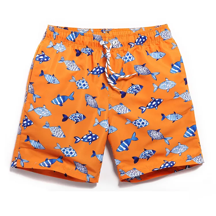 Custom Sublimation Fish Printed Fashion Cute Kids Boys Swimwear Beach Wear Shorts Swimming Trunks