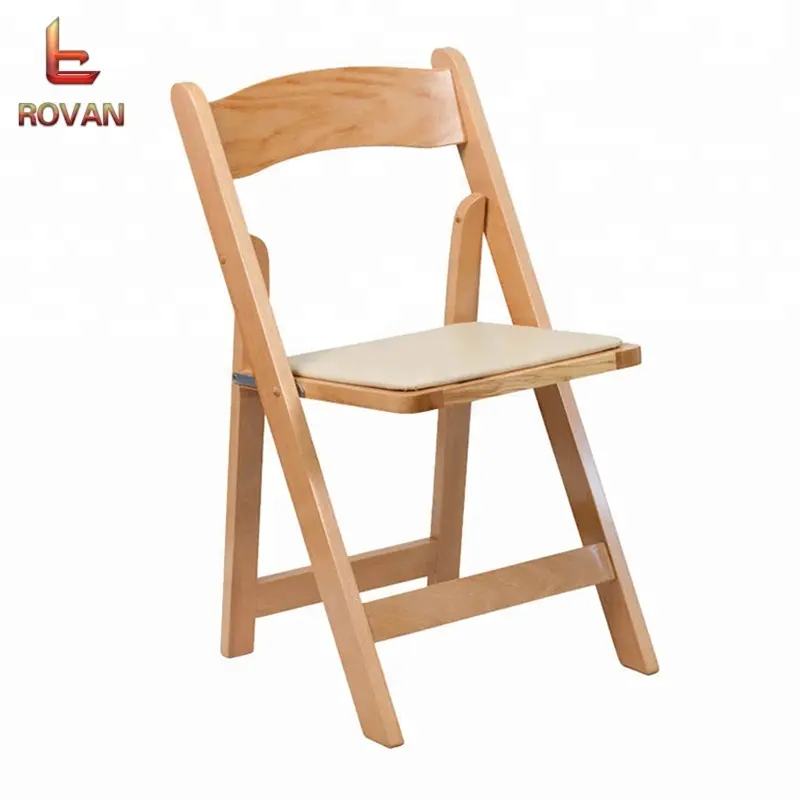 Cadeiras dobráveis de madeira natural, cadeiras apertadas de casamento com assento