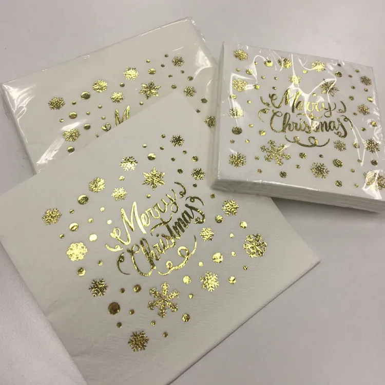 Folie Gold heiß gestempelt Papiers erviette für Weihnachten