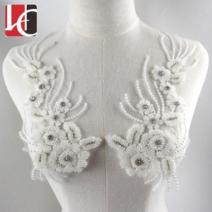 HC-5858 Hechun Fancy ontwerp volledige kralen kant applique door paar voor bridal dress