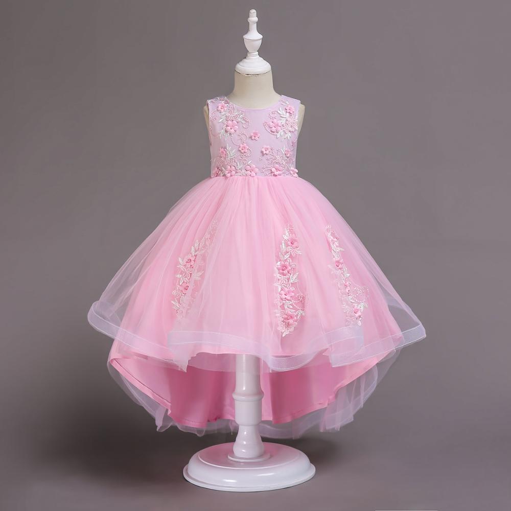 Высокое качество, детские кружевные платья принцессы с оборкой, праздничная вечерние, платье для девочек